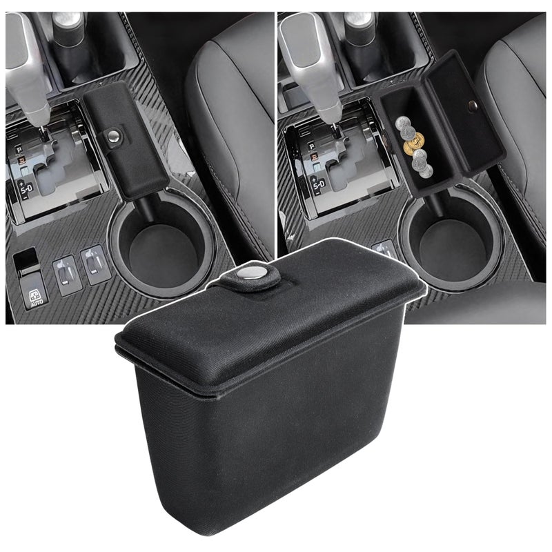 RERPRO Center Console Organizer Coin Holder Compatible with Toyota 4Runner 20142024 5th Gen Interior Accessories Front Seat Cup Holder Insert Change Storage Box with Lid Portable 1 Pack Black - Image 3