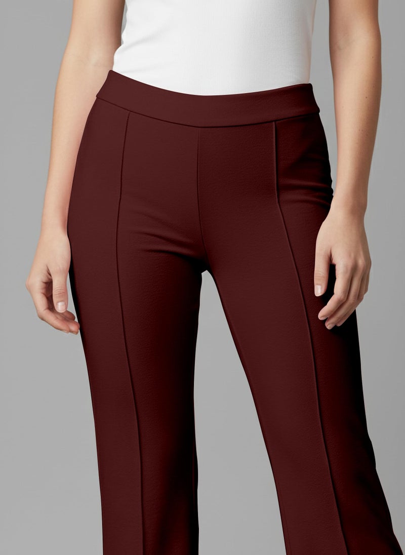 Mehrang Womens Straight Trouser Pants and Bellbottom Pants for Womens (34, Maroon), High Rise - Image 4