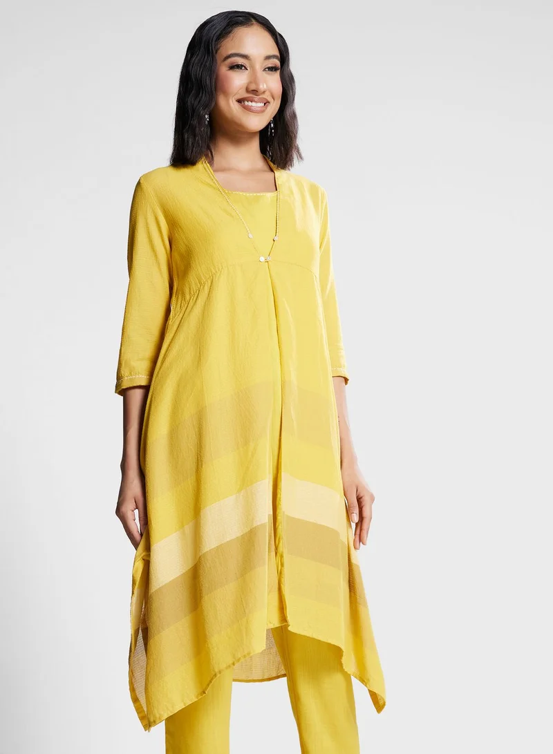 Biba Color Block Kurti & Pants Set