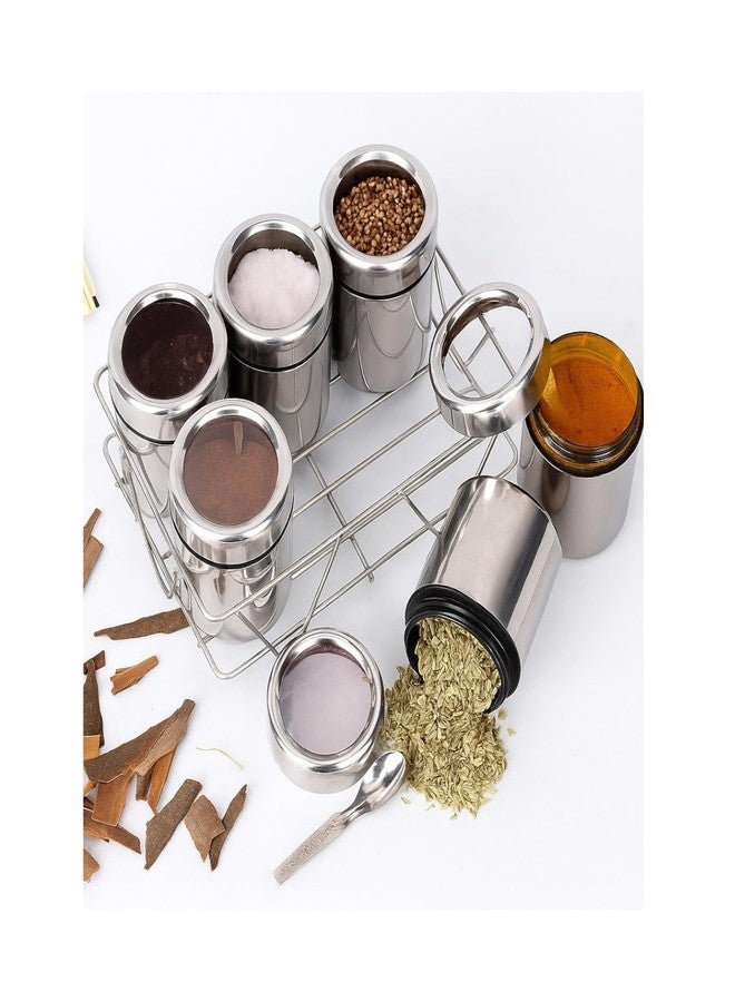 VISAXMI Stainless Steel Spice Container Set with Stand | 6-Piece Masala Box with Spoon | Steel Spice Jars for Kitchen Storage | Masala Container for Kitchen - Image 5