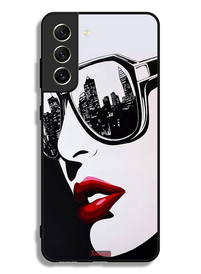 Tolwak Samsung Galaxy S21 FE 5G Protective Case Cover Girl Face Abstract Art - Image 3