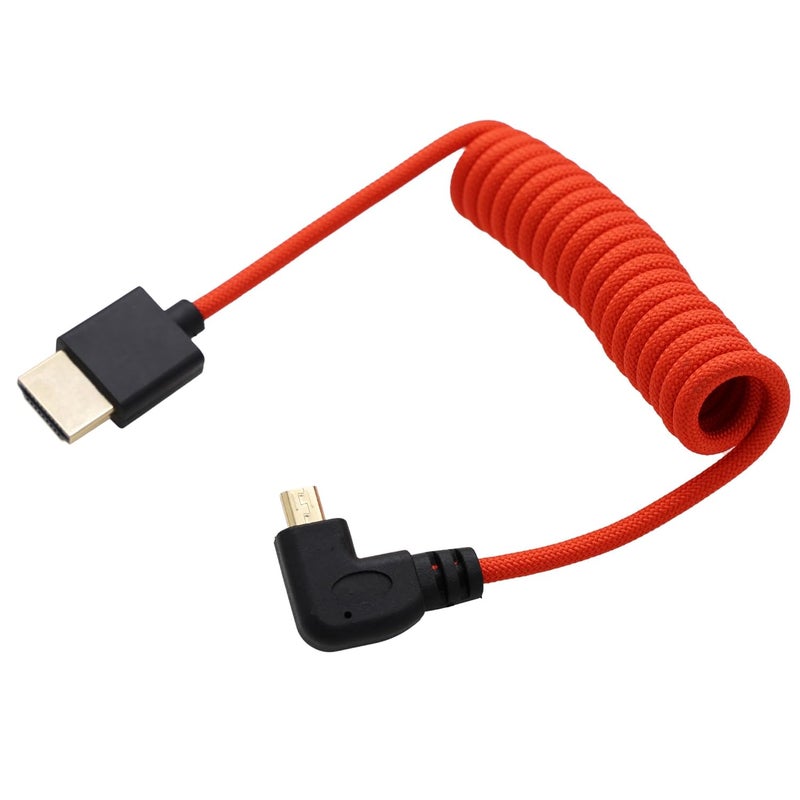 كابل من Micro-HDMI إلى HDMI 8K 4K 60p بربطانة حمراء ملفوف 30 سم لـ Canon R5C R8 R10 Sony A7C A7RIV X-T50 Sigma FP Camera ATOMOS Ninja V Ultra Feelword Monitor، النوع A D HDMI 2.1 - Image 2