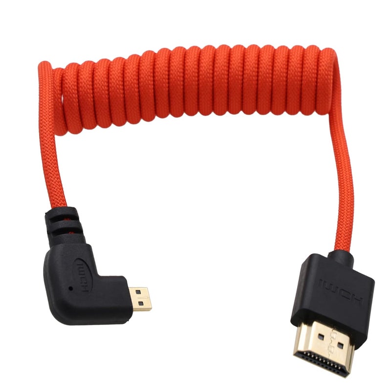 كابل من Micro-HDMI إلى HDMI 8K 4K 60p بربطانة حمراء ملفوف 30 سم لـ Canon R5C R8 R10 Sony A7C A7RIV X-T50 Sigma FP Camera ATOMOS Ninja V Ultra Feelword Monitor، النوع A D HDMI 2.1 - Image 1