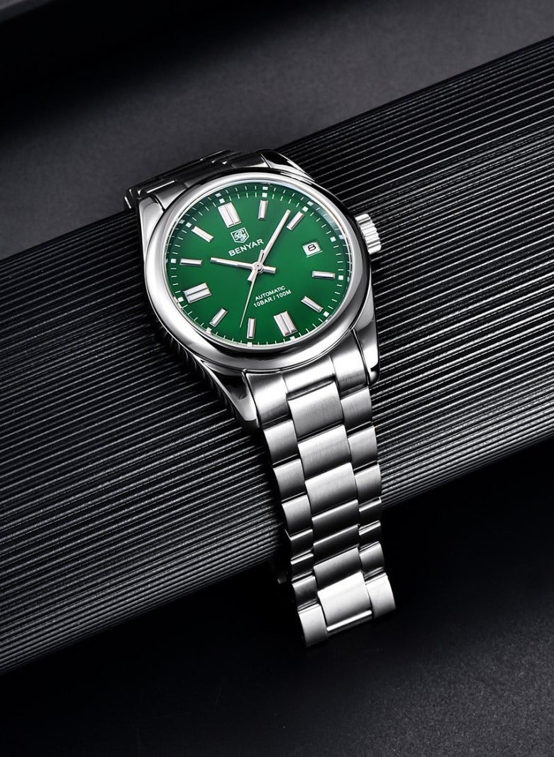 BENYAR Classic Men's Automatic Mechanical Watch Stainless Steel Strap Waterproof Luminous Simple Business Sports Wristwatch  - Image 5