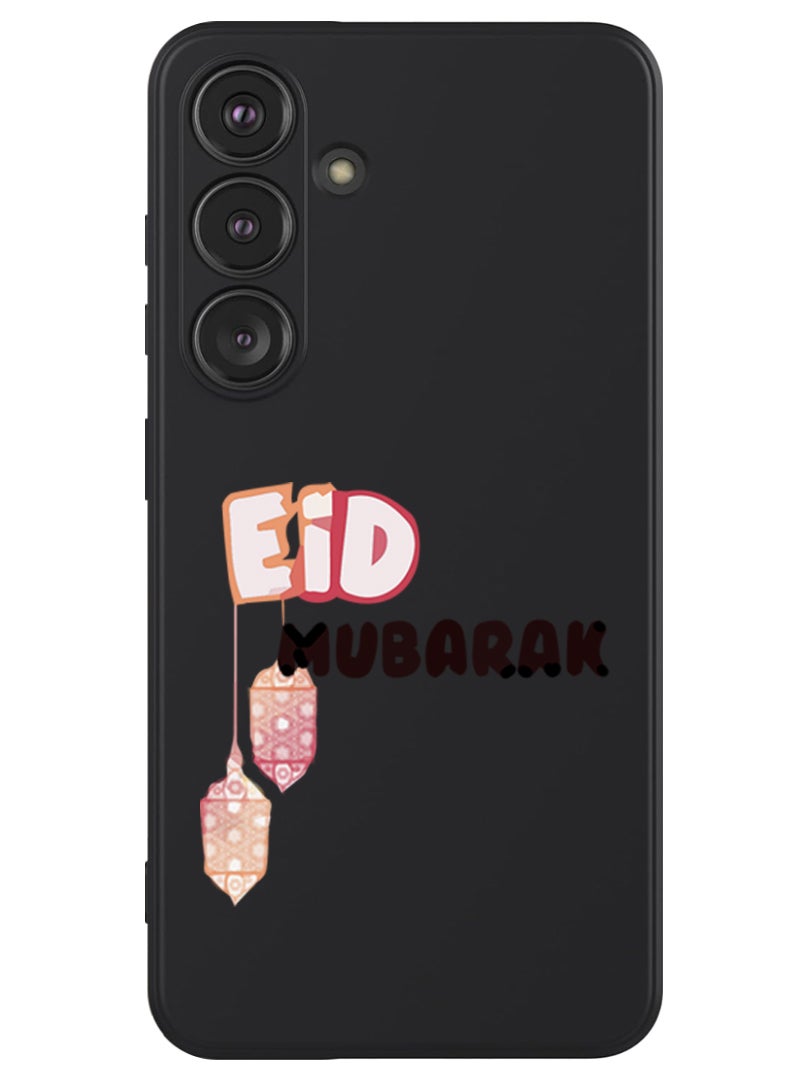 Theodor Protective Slim Fit Case Liquid Silicone Cover with Full Body Protection Anti-Scratch Shockproof Case For Samsung Galaxy S24 Plus (Black) - Eid Mubarak Black - Image 1