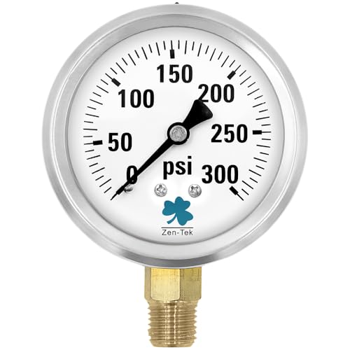 Zenport LPG300 Zen-Tek Glycerin Liquid Filled Pressure Gauge, 300 PSI - Image 1