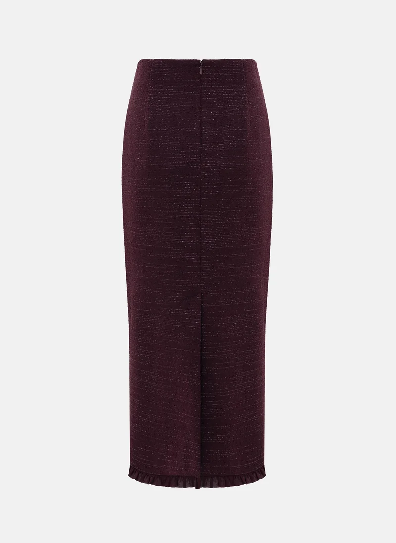 Lichi  Straight-cut tweed midi skirt with ruffles for Women | Best Price UAE