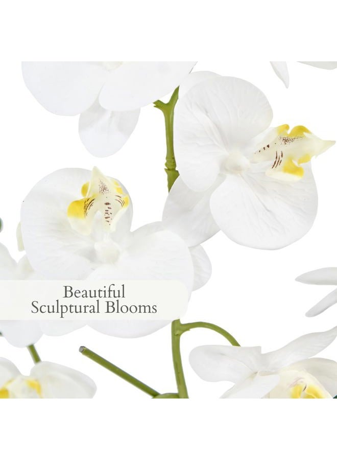 CG Hunter Faux White Orchid Plant, Premium Artificial Indoor Flower Display Stands 23”, Beautiful Sculptural Blooms That Lasts Forever, Grey Planter Pot Included - Image 3