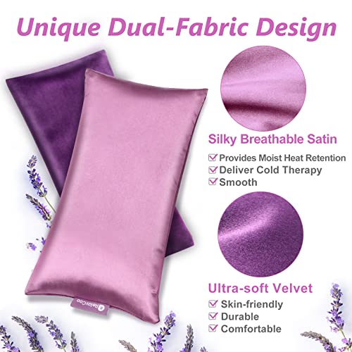 RelaxCoo Lavender Eye Pillow for Relaxation, Yoga, Sleeping, Weighted Eye Mask Heated for Headache, Sinus, Dry Eyes Relief, Moist Heat Eye Compress, Meditation Accessories with Aromatherapy, Pack of 2 - Image 2