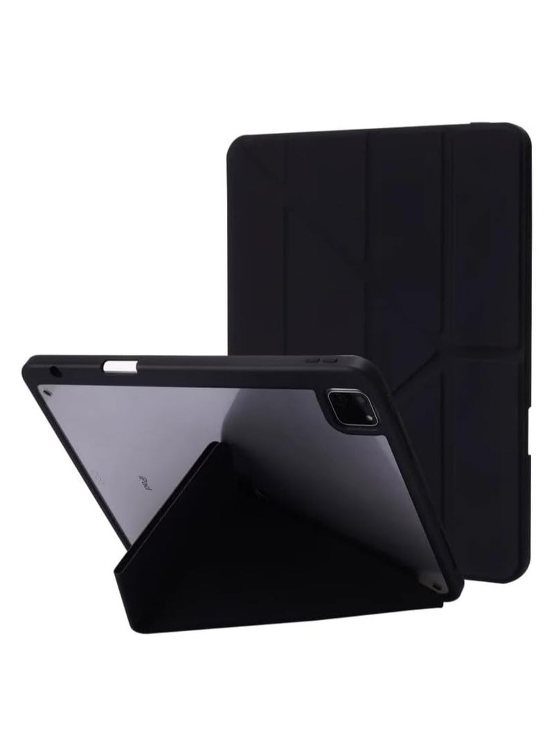 Case for iPad Air 13 inch M2 2024\2025\2022, iPad Pro 12.9 6th/5th/4th/3rd Generation with Pencil Holder, 5-in-1 Multiple Viewing Angles, Soft Clear Back Cover, Auto Wake/Sleep, (BLACK) - Image 1