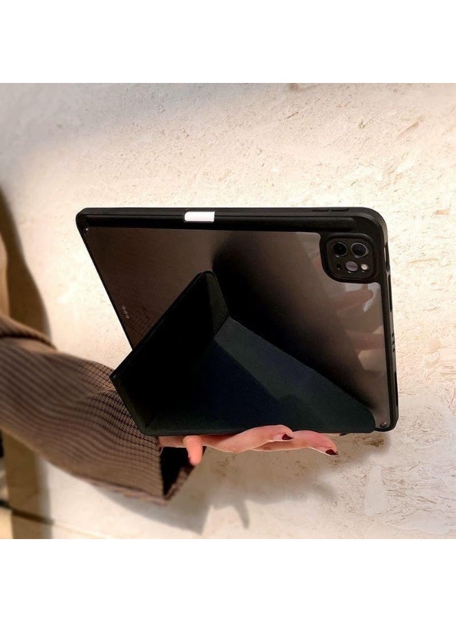 Case for iPad Air 13 inch M2 2024\2025\2022, iPad Pro 12.9 6th/5th/4th/3rd Generation with Pencil Holder, 5-in-1 Multiple Viewing Angles, Soft Clear Back Cover, Auto Wake/Sleep, (BLACK) - Image 4