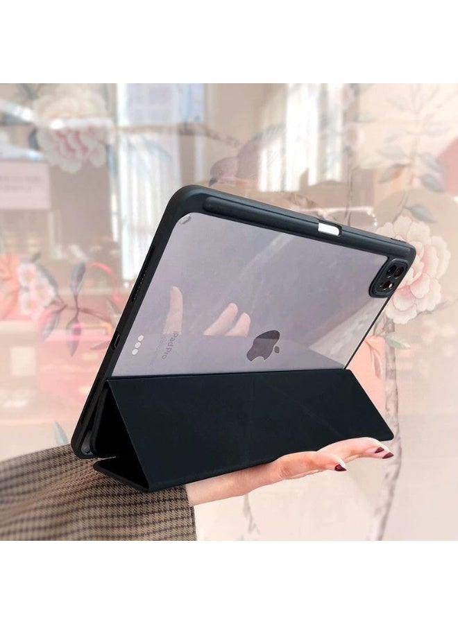 Case for iPad Air 13 inch M2 2024\2025\2022, iPad Pro 12.9 6th/5th/4th/3rd Generation with Pencil Holder, 5-in-1 Multiple Viewing Angles, Soft Clear Back Cover, Auto Wake/Sleep, (BLACK) - Image 3