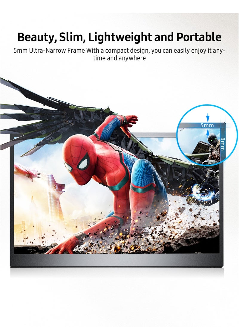 شاشة محمولة UPERFECT مقاس 15.6 بوصة بتقنية QLED بدقة 3840×2400 بكسل (4K) مزودة بحامل مدمج كشاشة ثانية لأجهزة الكمبيوتر المحمول/الهاتف/أجهزة الألعاب