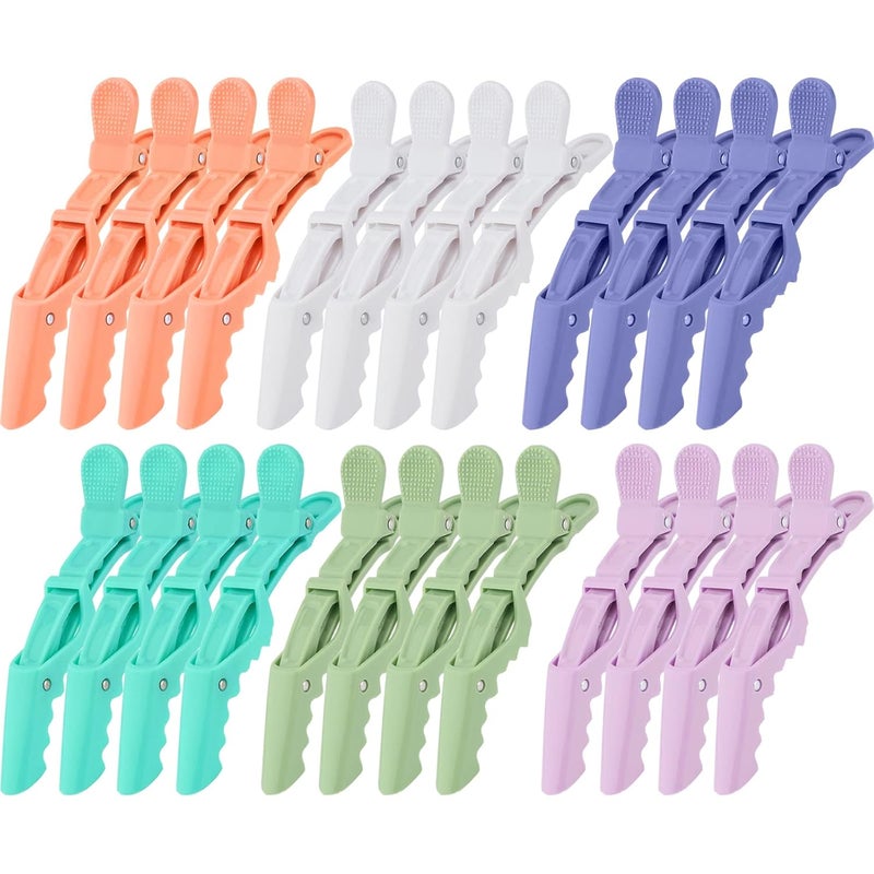 Ondder Colorful Alligator Sectioning Hair Clips 24 Pack Large Hair Styling Accessories for Coloring Cutting and Salon Use  Women Men and Teens