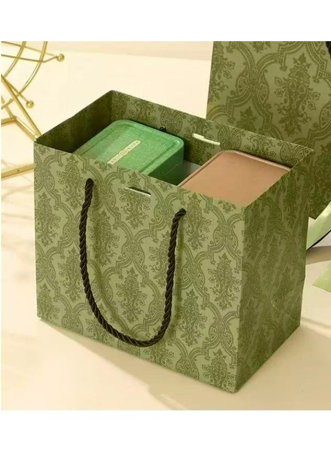 6Pcs Gift Bags, Green Ribbon Gift Bags, with Handles and Bow Ribbon,Tote BagsAnd Party Gift Bags, Shopping Bag,Suitable For Birthdays, Weddings, Festivals And Holidays. 9.8 * 7.9 * 4.7Inches (Green) - Image 4