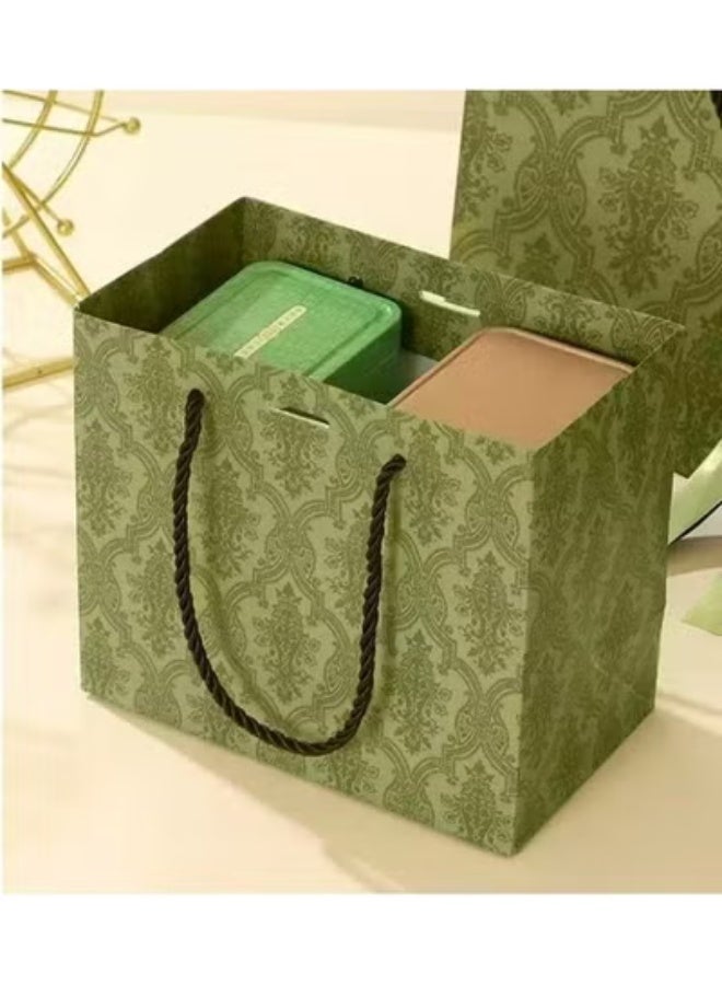 6Pcs Gift Bags, Green Ribbon Gift Bags, with Handles and Bow Ribbon,Tote BagsAnd Party Gift Bags, Shopping Bag,Suitable For Birthdays, Weddings, Festivals And Holidays. 9.8 * 7.9 * 4.7Inches (Green) - Image 3