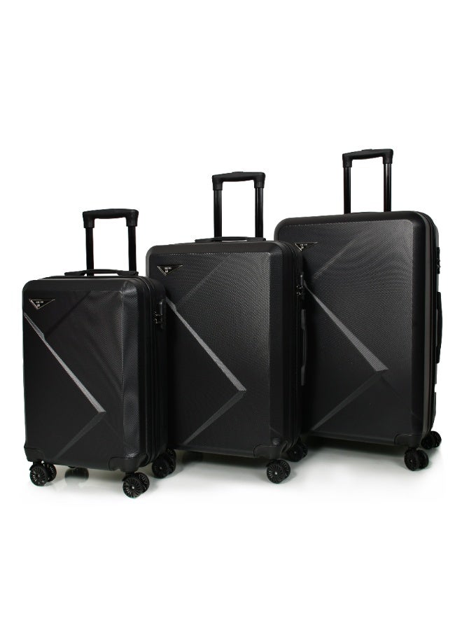 مورانو طقم شنط سفر لون اسود مكون من 3 حقائب أمتعة 4 عجلات - Image 3