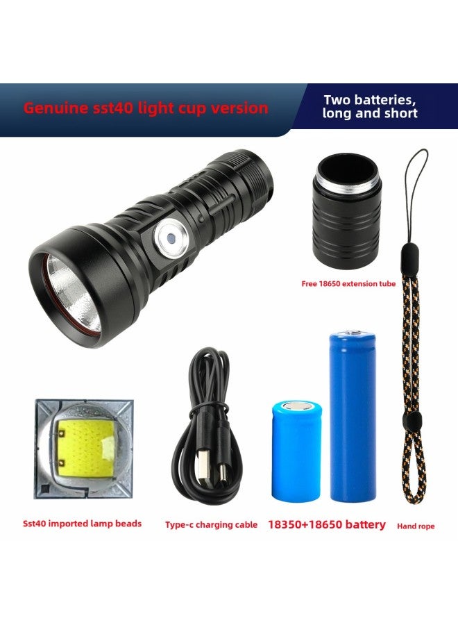 G40 Mini Strong Light 5LED Lamp Portable Flashlight Sst40 Rechargeable Integrated Warehouse 18350 Fixed Focus-Product Specifications:5 Lamp Floodlight Version Red  18350 Short - Image 3