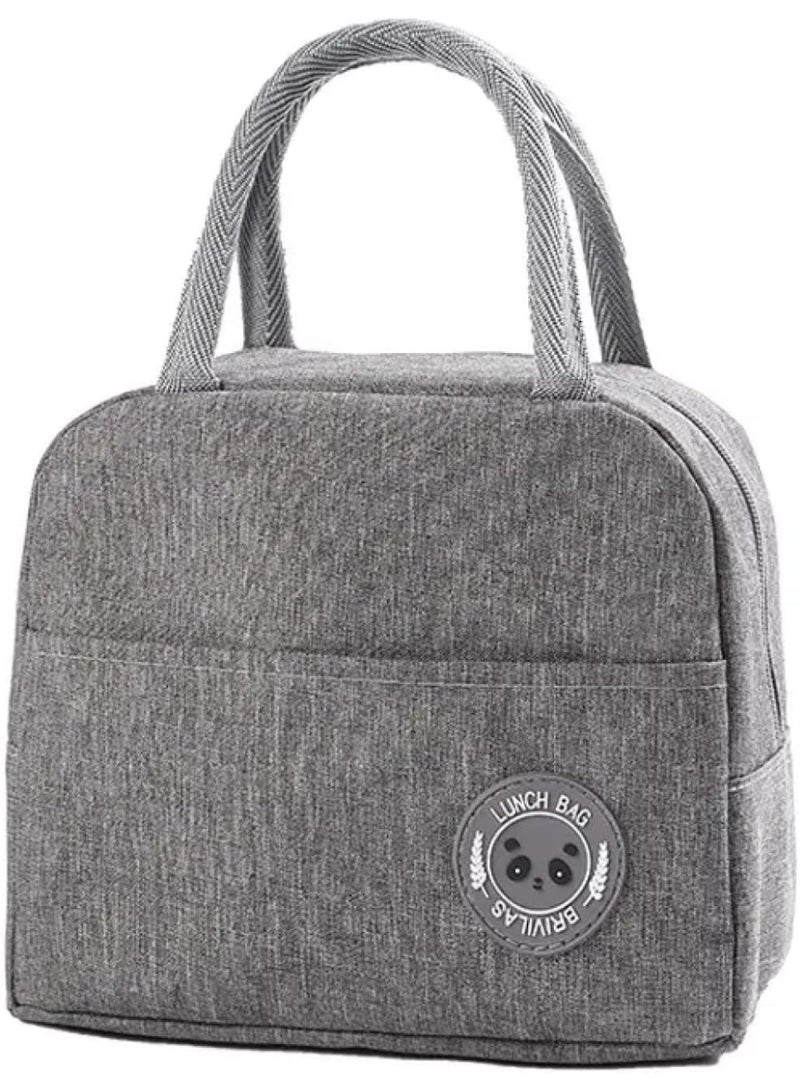Lunch Box Bag for Men and Women, Lunch Bags Reusable Insulated, Leakproof Thermal cooler bag Office, Bento box bag for School, College, Beach, Picnic, Fishing, Hiking Travel (Gray) - Image 1