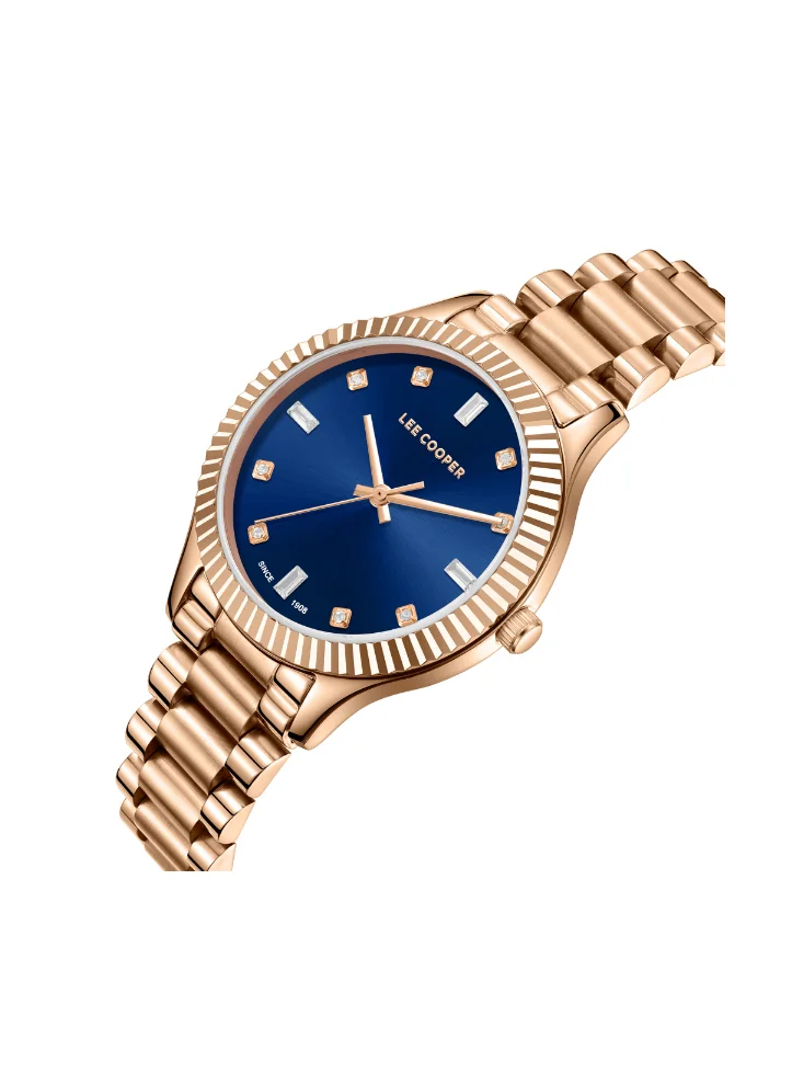 Lee Cooper Women's Analog Display Watch With Rose Gold Metal Strap - LC08079.490