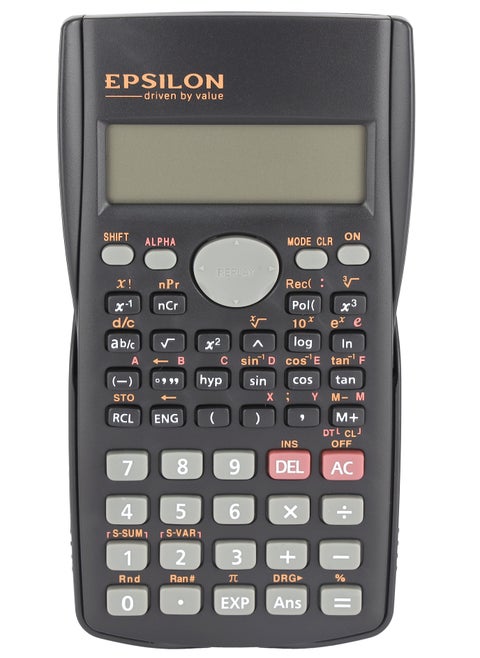 Epsilon Scientific Calculator- EPSCL167, Includes 10+2 Digit, 240 Calculations Function, Double Display, with Protective Cover