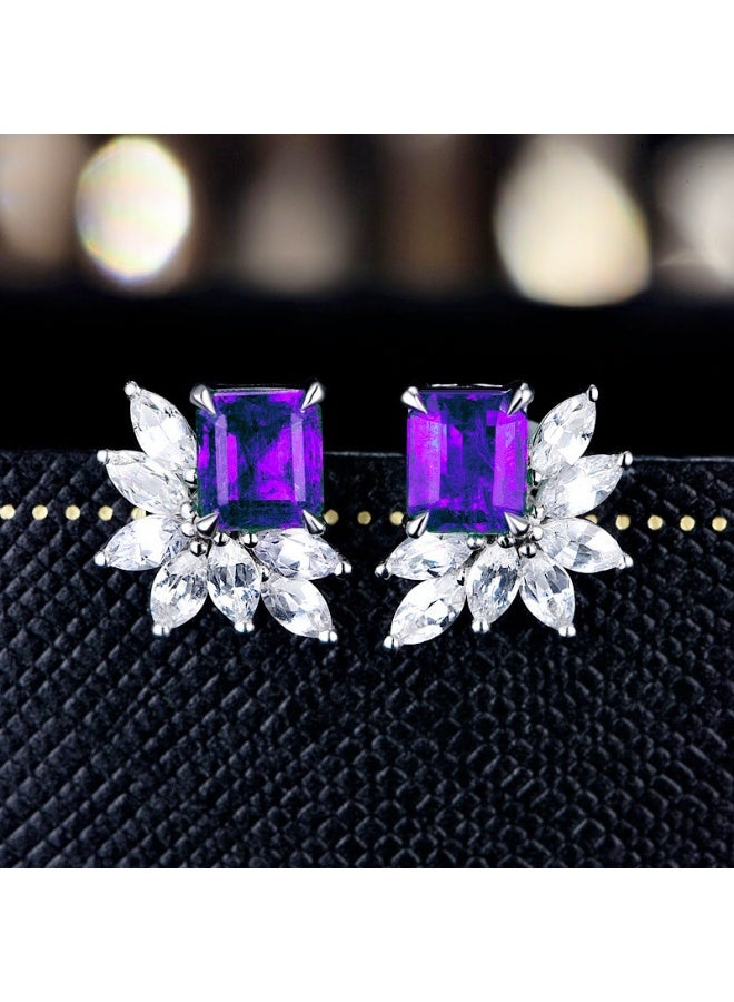 KUYING Temperament Inlaid Diamond Gemston Crystal Earrings With Hooks And Studs 