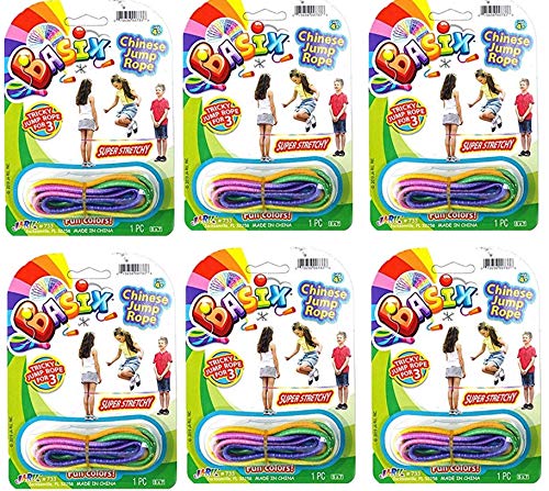 Ja-Ru JARU Elastic Chinese Jump Rope 6 Skipping Rope Colorful Stretchy Jump Rope for Kids Boys and Girls Party Favor Physical Education Equipment Item 7336s - Image 1