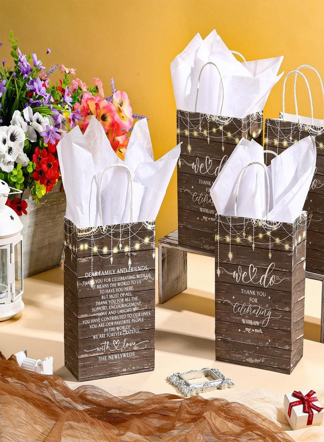 Kolldenn 50 Set Small Wedding Gift Bags with Tissue Paper Wedding Welcome Bags for Guests Party Favor Bag with Handles Thank You Bridal Shower Hotel Small Size 5.91 x 3.15 x 8.27 Inches - Image 4