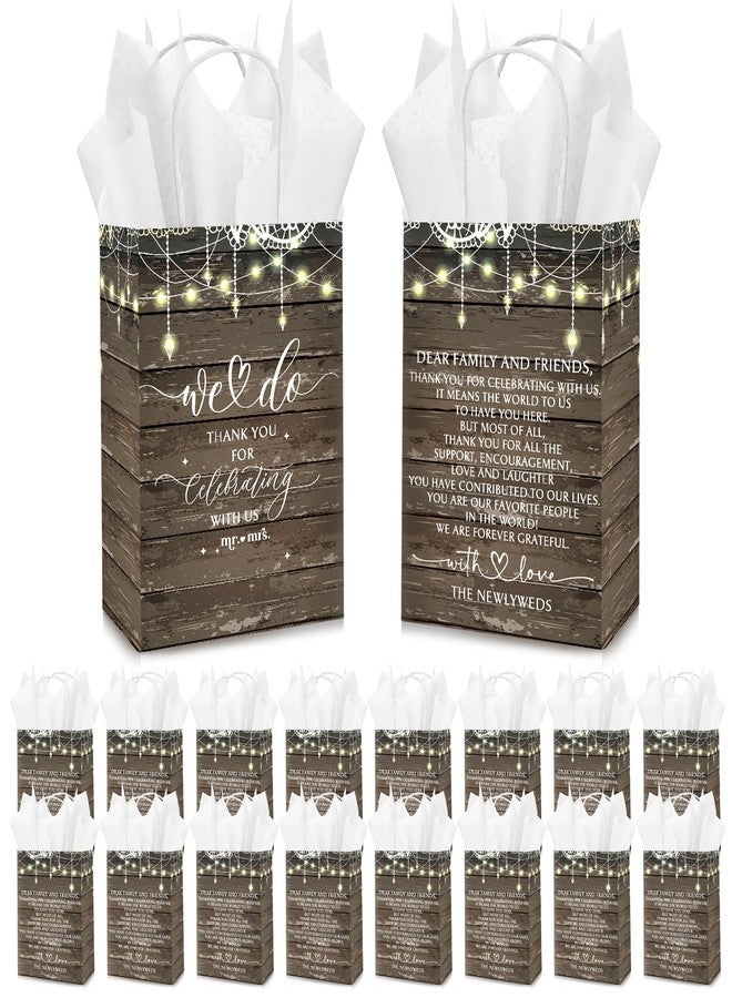 Kolldenn 50 Set Small Wedding Gift Bags with Tissue Paper Wedding Welcome Bags for Guests Party Favor Bag with Handles Thank You Bridal Shower Hotel Small Size 5.91 x 3.15 x 8.27 Inches - Image 1
