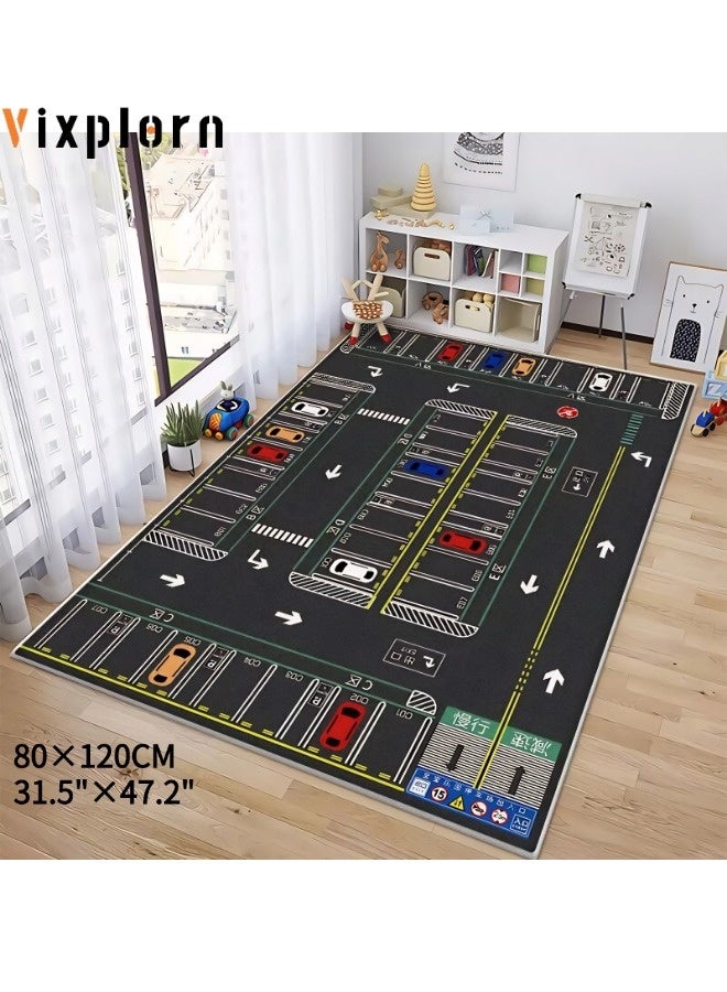 Vixplorn Baby Room Rug Play Mat for Baby,Kids Rug Mat Carpet, Car Rugs for Kids Toy Cars, Non Slip Floor Mats for Kids, Educational Area Play Rugs for Kids Playroom Bedroom， Children's Educational Fun Carpet 80×120cm  - Image 1