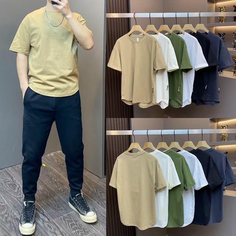New Short Sleeve T-Shirt Men'S Summer Korean Style Trendy Simple Half Sleeve Top Hong Kong Style Loose Casual Fashion Brand T-Shirt - Image 2