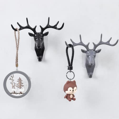 Leeonz® Deer Head Single Wall Hook/Hanger Animal Shaped Coat Hat Hook Heavy Duty, Rustic, Decorative Gift (Black) - Image 2