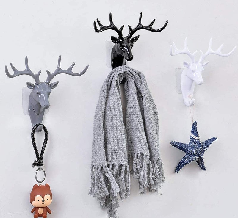 Leeonz® Deer Head Single Wall Hook/Hanger Animal Shaped Coat Hat Hook Heavy Duty, Rustic, Decorative Gift (Black) - Image 4
