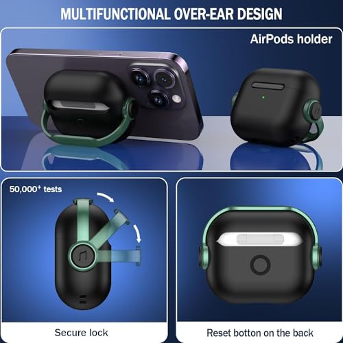 NEWTECHNO Antilost Lid Case Shell for Airpods 4 | Full Protection Case with Lanyard Compatible for Airpods 4 and AirPods 4 with Active Noise Cancellation(ANC) 2024 with carabaner Green - Image 4