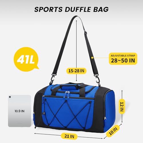 Vorspack Gym Bag for Men 21 Inches Duffle Bag for Travel Lightweight Duffel Bag with Shoe Compartment Personal Item Travel Bag Weekender Bag for Travel Sports Gym Blue - Image 3