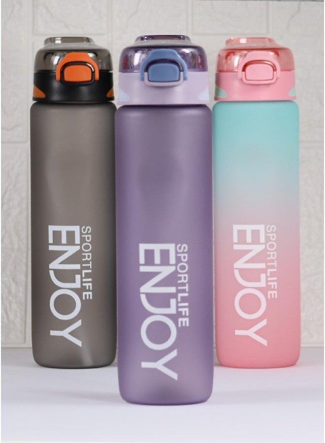 توشيونيكس زجاجة مياه مانعة للتسرب سعة 1000 مل مع ماصة ومقبض - زجاجة ترطيب رياضية خفيفة الوزن وقابلة لإعادة الاستخدام وخالية من مادة BPA للبالغين والأطفال والرجال والنساء - زجاجة مشروبات بلاستيكية متدرجة اللون بفوهة واسعة وعلامات مستوى الماء مل - مثالية للصالة الرياضية واللياقة البدنية واليوغا والمكتب والمدرسة والسفر والمشي لمسافات طويلة وركوب الدراجات والتخييم والأنشطة الخارجية - Image 2