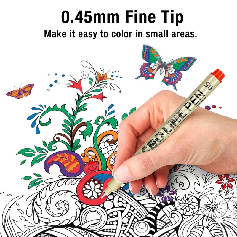 KERIFI 05 Micro Fineliner Drawing Art Pens: 12 Colors 0.45mm Multiliner Fine Liner Pens, Fine Point No Bleed Waterproof Archival Ink Pen Set for Bible Journal Watercolor Zentangle Kit Stuff Supplies - Image 3