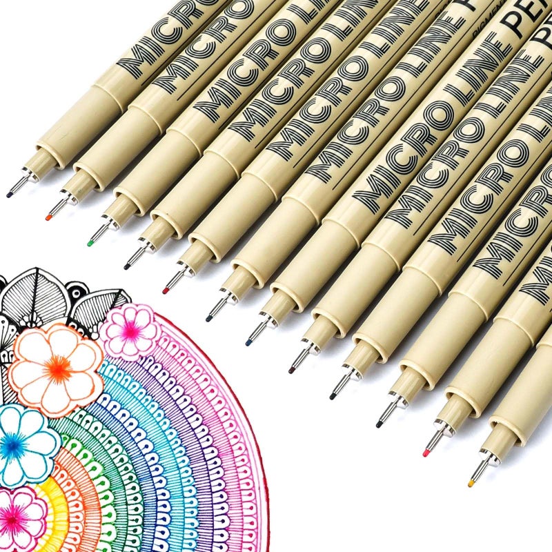 KERIFI 05 Micro Fineliner Drawing Art Pens: 12 Colors 0.45mm Multiliner Fine Liner Pens, Fine Point No Bleed Waterproof Archival Ink Pen Set for Bible Journal Watercolor Zentangle Kit Stuff Supplies - Image 1