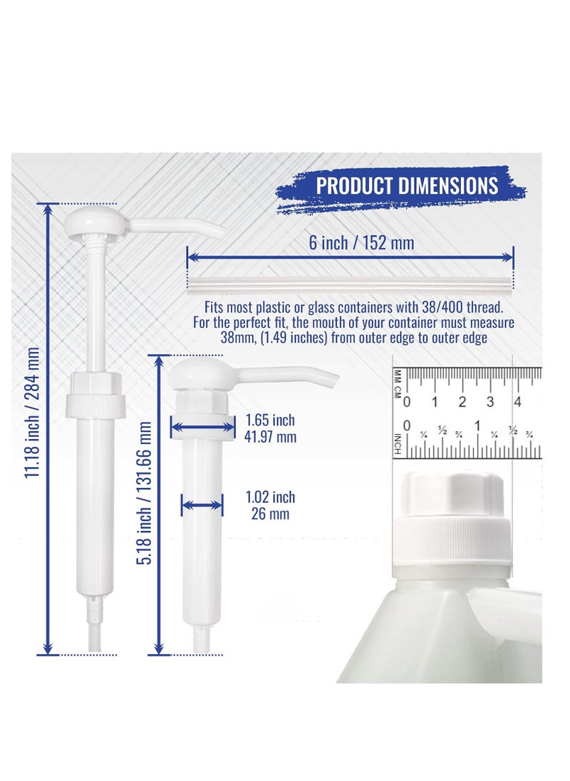 Heavy Duty Replacement Pump Dispensers for Gallons u0026 Jugs, Suitable for Shampoo, Conditioner, Paint and Condiments, 2 Pieces, includes 2 Six 2-inch tubes - White - Image 5