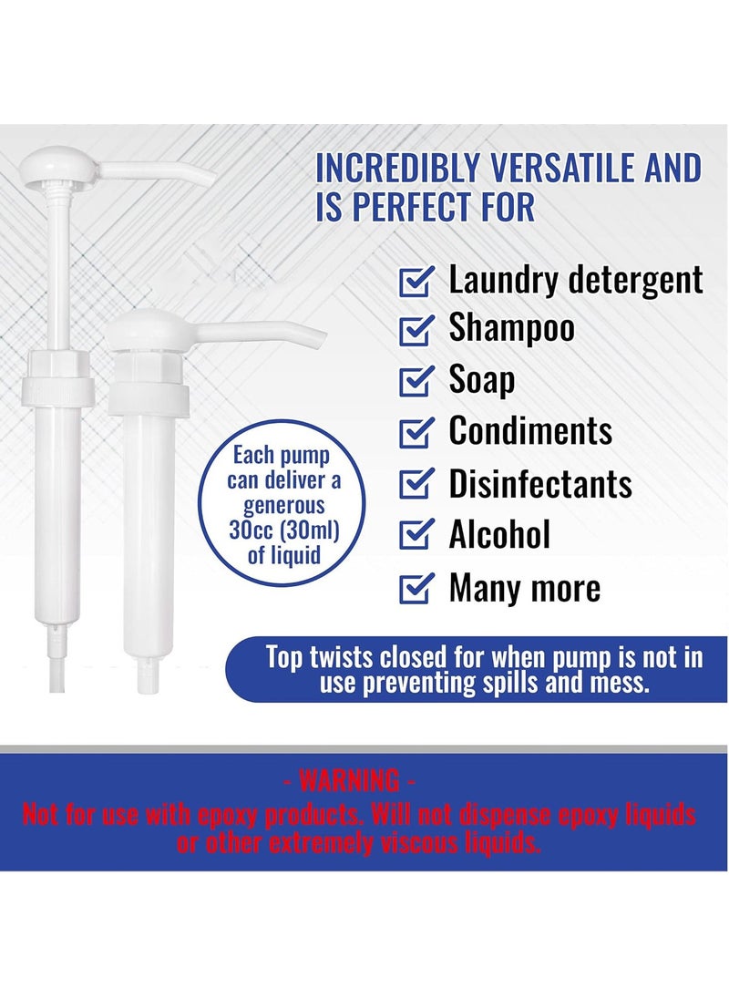 Heavy Duty Replacement Pump Dispensers for Gallons u0026 Jugs, Suitable for Shampoo, Conditioner, Paint and Condiments, 2 Pieces, includes 2 Six 2-inch tubes - White - Image 4