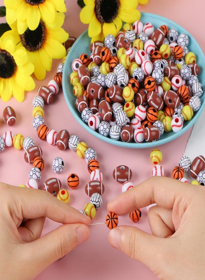 CCOZN 300 Pcs Sports Ball Beads for Jewelry Making, Sports Acrylic Beads Bulk with Box, 10mm Baseball Volleyball Basketball Soccer Football Beads Charms for DIY Crafts Bracelet - Image 4