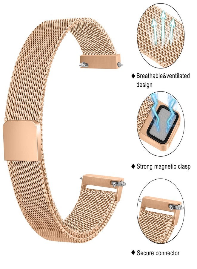 Meliya ID208 Plus Smart Watch Bands, 22mm Stainless Steel Metal Bands for Fitpolo/Quican/Aeac/Tensky ID208 Plus Smartwatch Replacement Wristband Adjustable Straps (Rose Gold) - Image 2