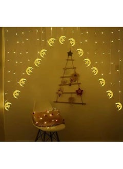 LED Decorative Fairy Lights String Window Curtain Warm White With 8 Lighting Modes for Home decor Ramadan Eid And Umrah Mubarak Party