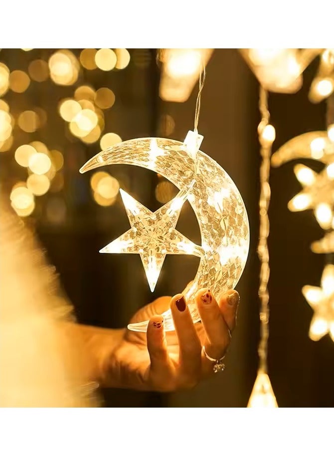 Boxwoods LED Decorative Fairy Lights String Window Curtain Warm White With 8 Lighting Modes for Home decor Ramadan Eid And Umrah Mubarak Party  - Image 2