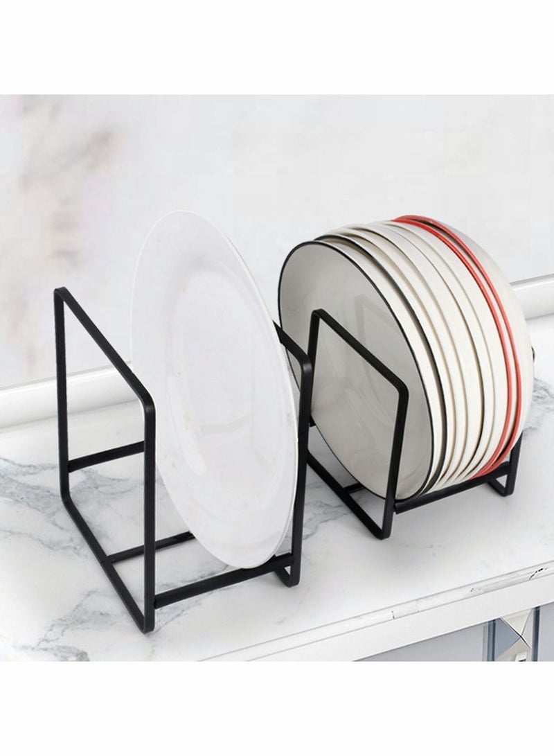 SYOSI 2 Pack Dish Plate Organizer Rack Metal Storage Drying Large Drainer Non-Slip Rustproof Holder Stand for Cabinet Counter Cupboard - Image 2