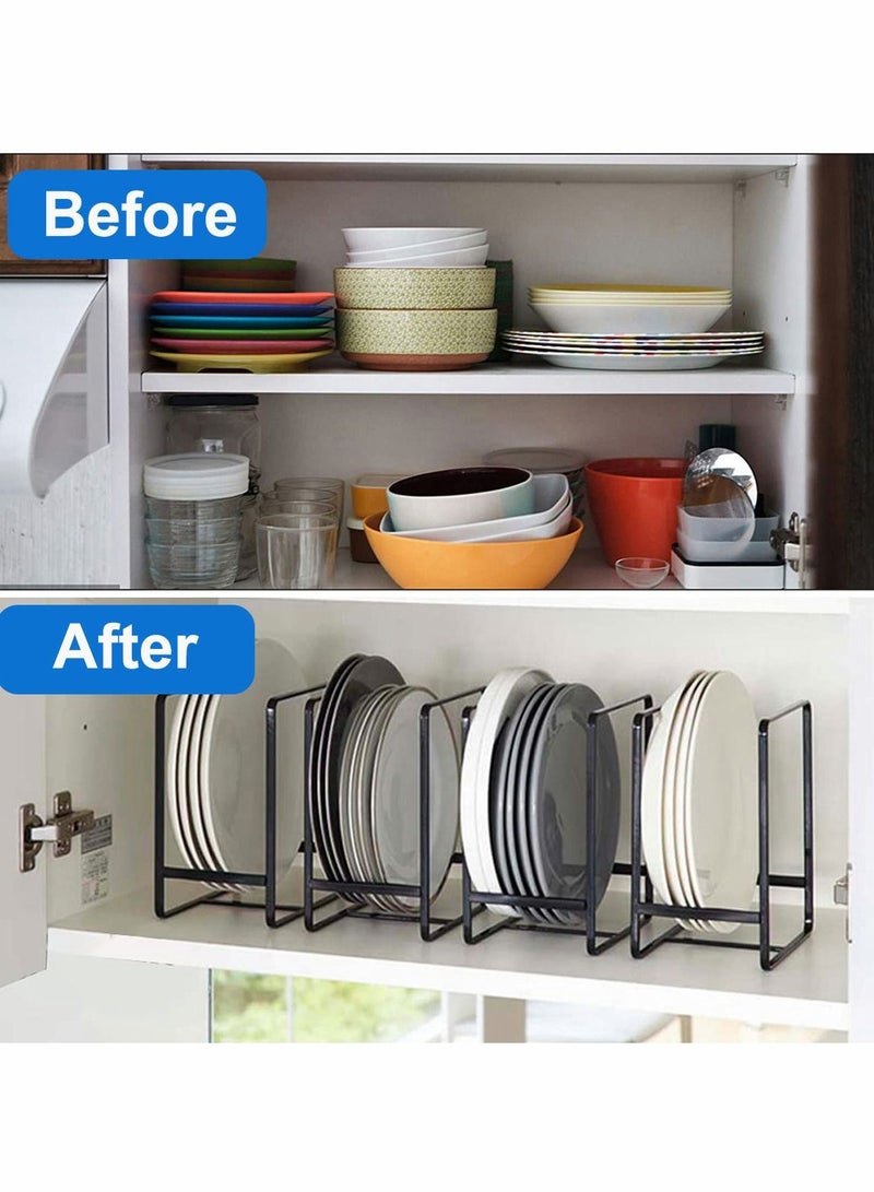 SYOSI 2 Pack Dish Plate Organizer Rack Metal Storage Drying Large Drainer Non-Slip Rustproof Holder Stand for Cabinet Counter Cupboard - Image 4