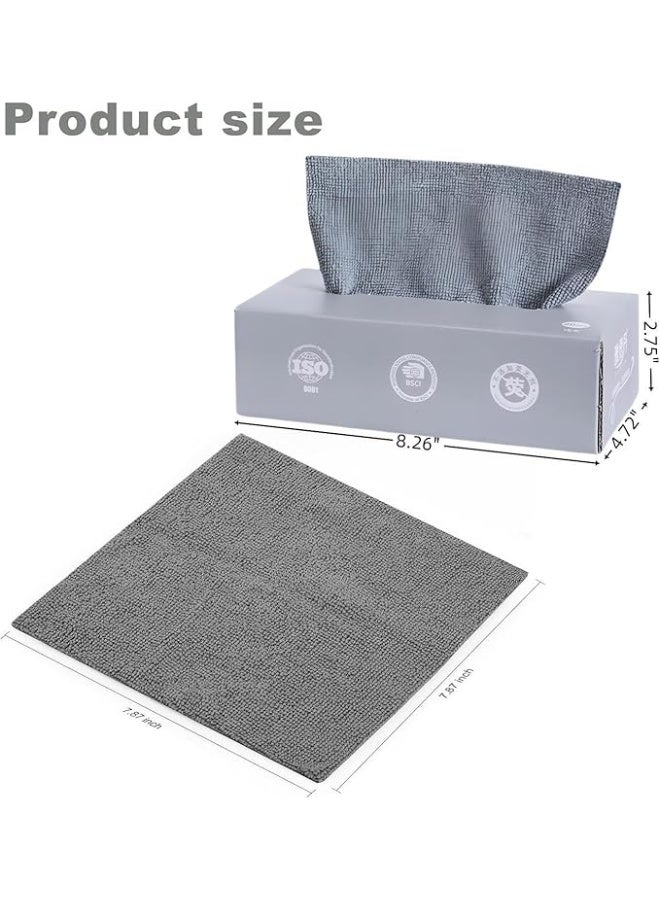 مناديل تنظيف مايكروفايبر باللون الرمادي – 25 قطعة/علبة – فائقة الامتصاص وقابلة لإعادة الاستخدام - Image 2