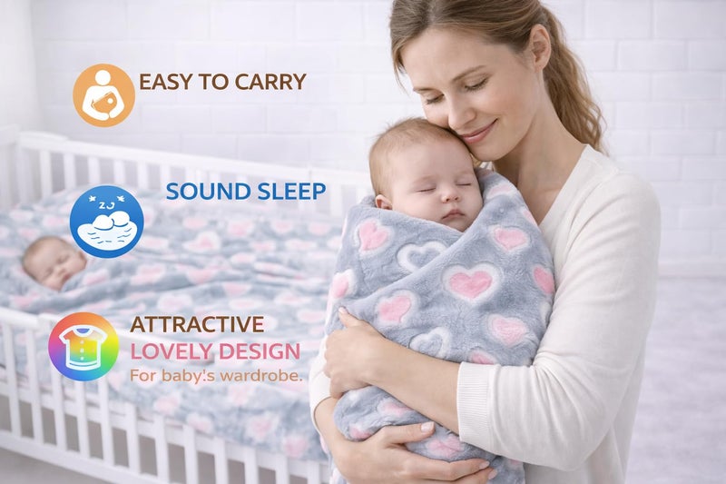 First Kick Luxury Soft Baby Blanket 100 x 75 cm Premium Fleece Newborn Swaddle Wrap All Season Warm Lightweight Blanket for 0-12 Months Crib Stroller Travel Use - Image 2