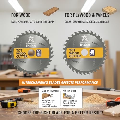 Asian Paints TruStar TCT Wood Cutter, Circular Saw Blade, Wood Cutting Blade 5inch 125x20x1.8mm, 40 Teeth (Pack of 2) - Image 2