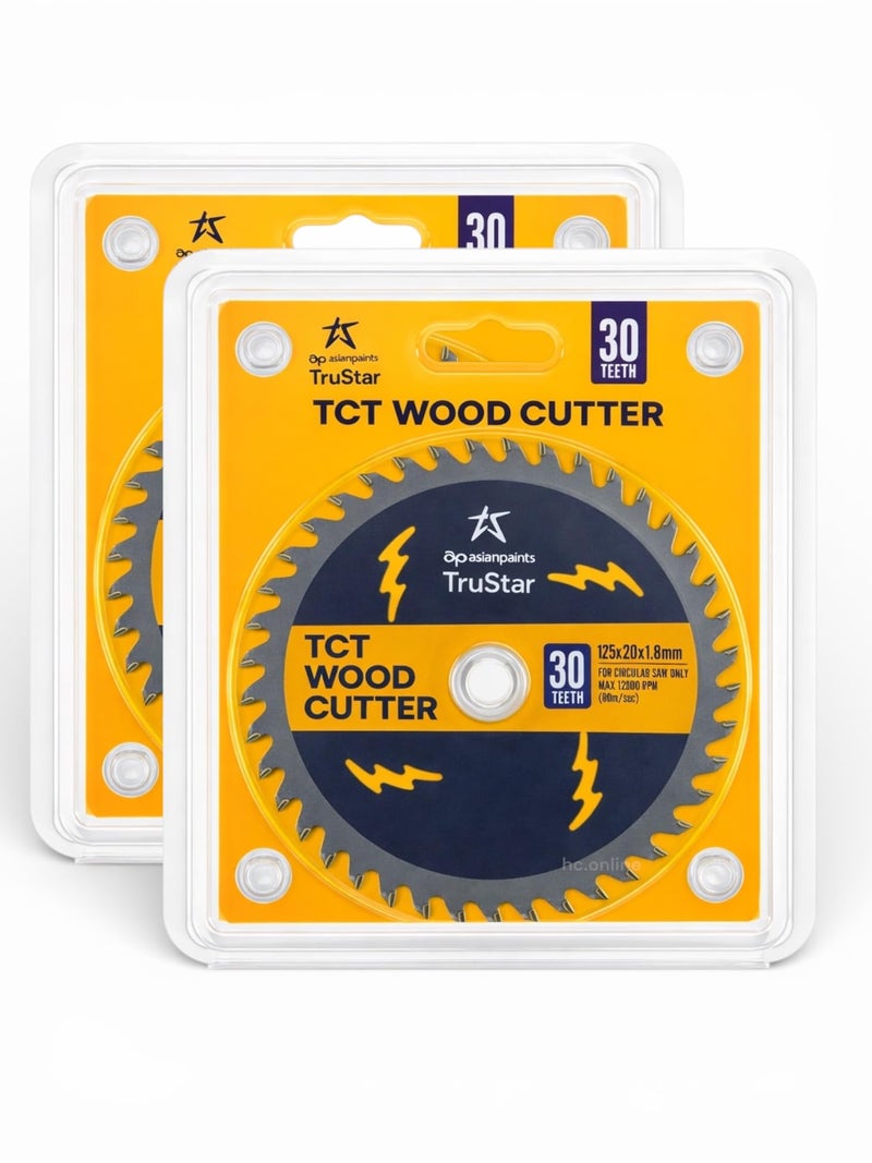 Asian Paints TruStar TCT Wood Cutter, Circular Saw Blade, Wood Cutting Blade 5inch 125x20x1.8mm, 40 Teeth (Pack of 2) - Image 1